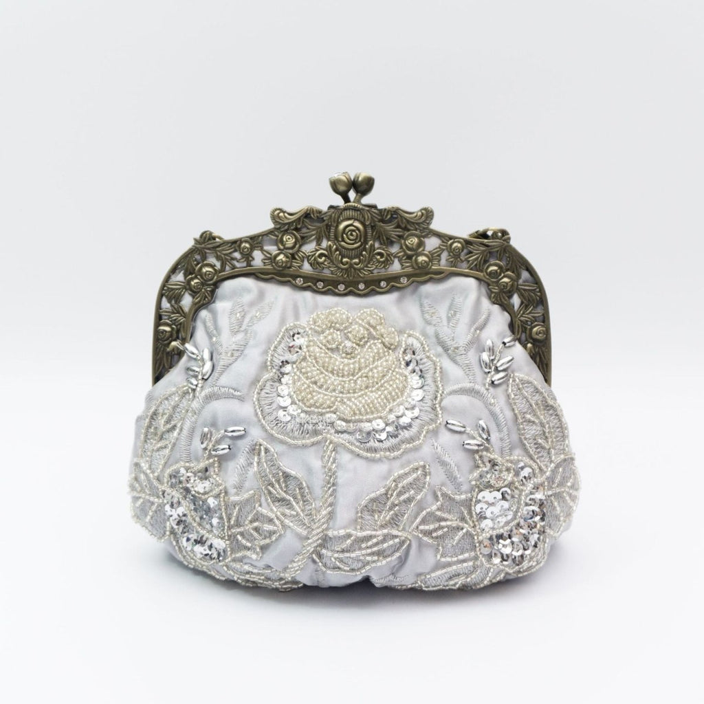 Mariam's Collection Embroidered Rose with Sequins Beads Evening Clutch Bag (MAC291) — detail shot 10