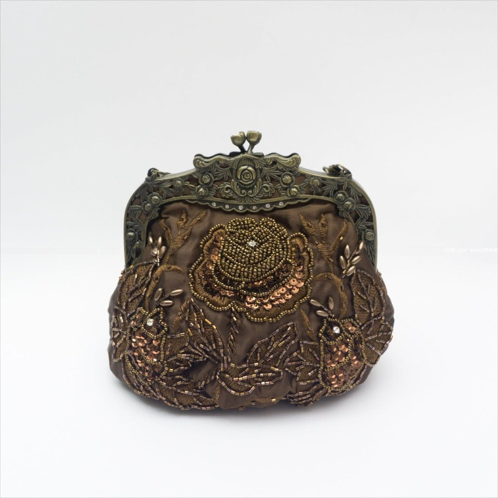 Mariam's Collection Embroidered Rose with Sequins Beads Evening Clutch Bag (MAC291) — feature highlight