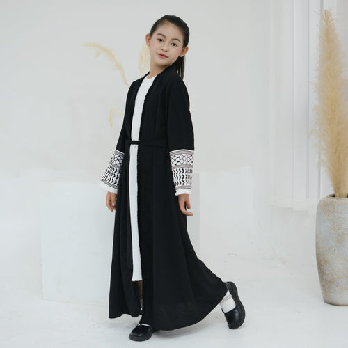 Embroidery Tassels Keffiyeh Children's Abaya (MKG014)