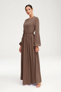 Emma Jersey Elastic Waist Maxi Dress - Taupe Clothing Veiled 