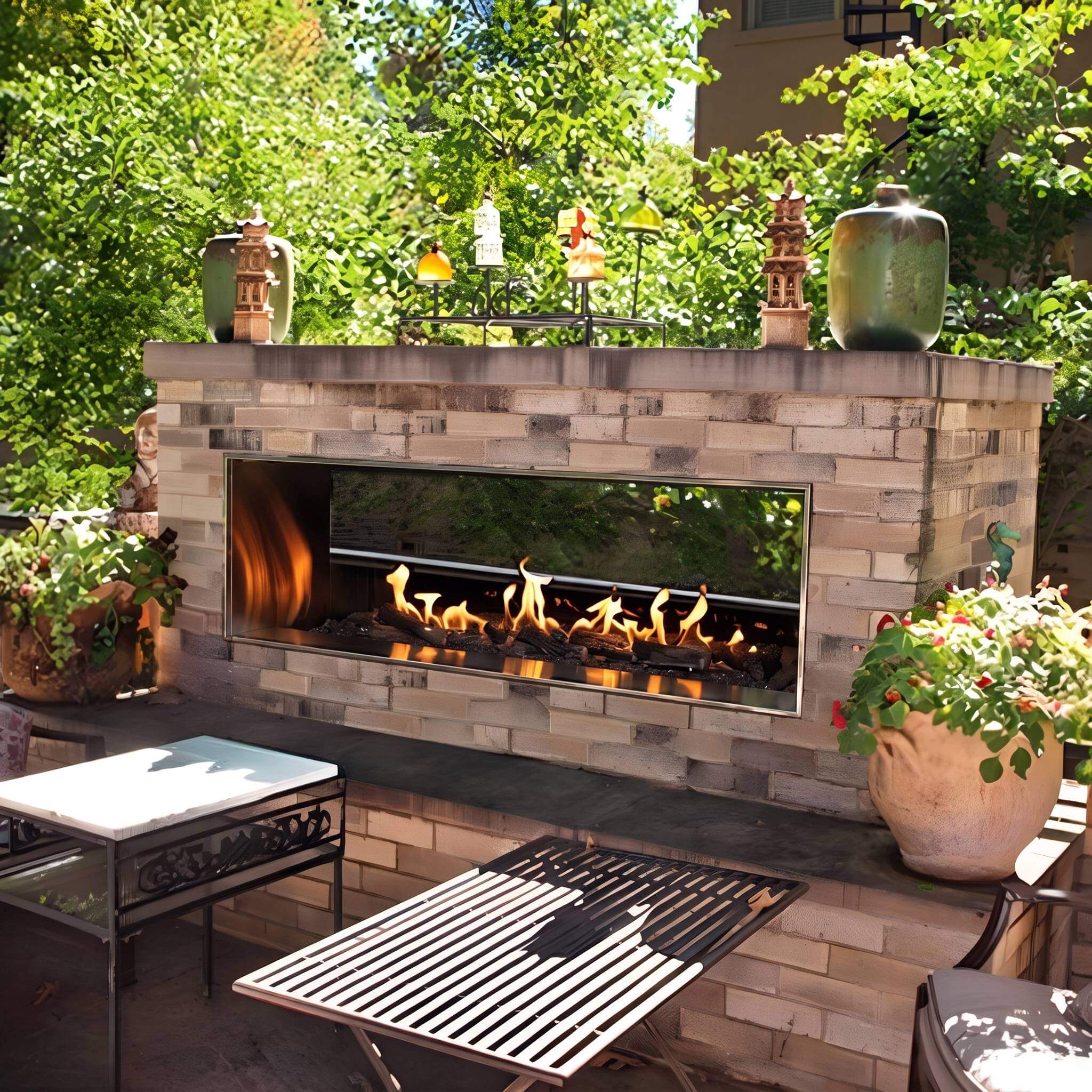 Empire Comfort Systems Carol Rose Coastal Natural Gas Outdoor Linear See Through Fireplace [OLL48/60SP12SN] (SAK39794) – SAKS