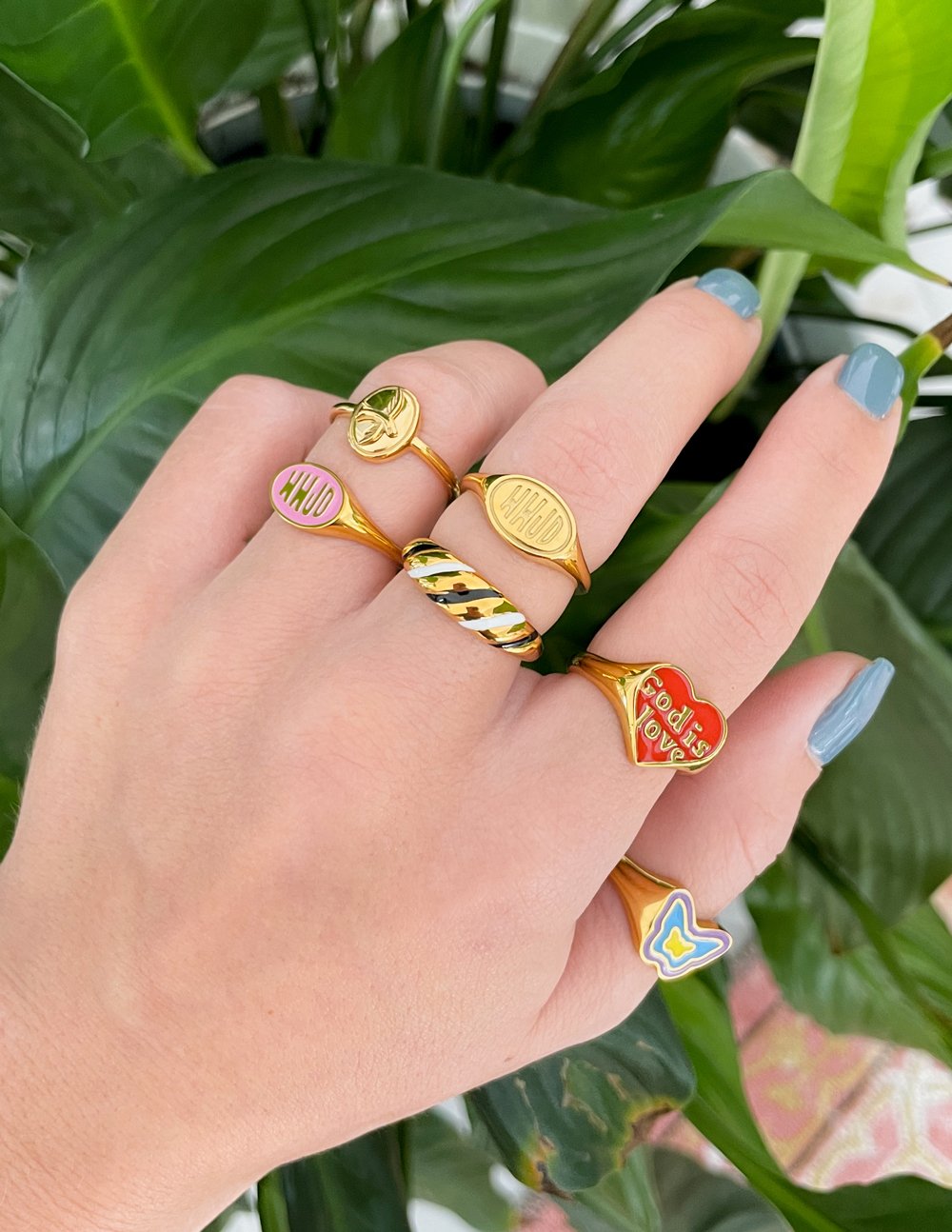 Elevated Faith Enamel God is Love Ring — side view