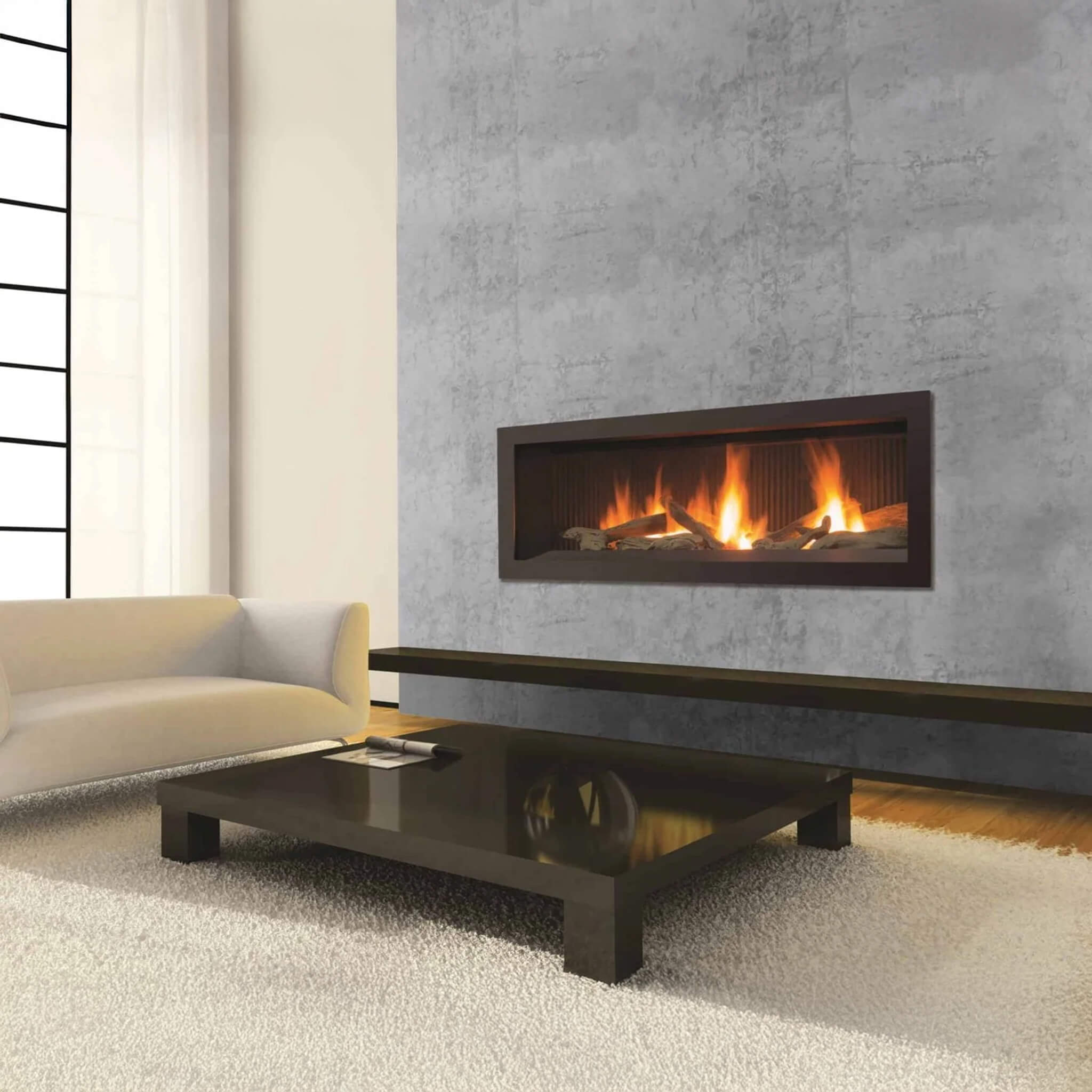 Enviro Linear Nova Direct Vent Natural Gas Fireplace With Burner Tray, Vermiculite, Steel Liner & LP Conversion Kit [C44-2] (