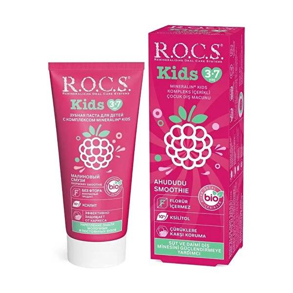 Rocs Kids Children's Toothpaste - Mineral-Based, Raspberry Flavor for 3-7 Years Old Kids - Protects Against Cavities