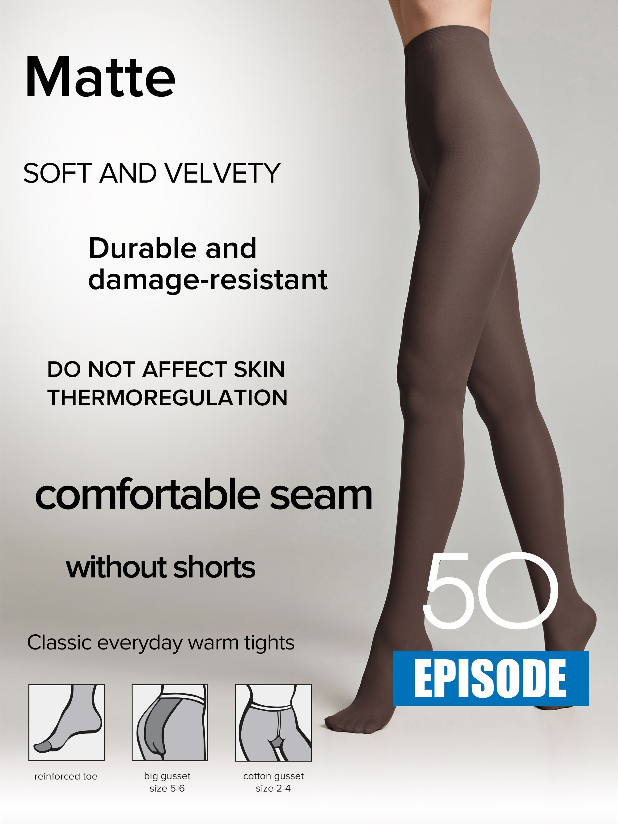 TheRanok.com Tights Conte Episode 50 Den - Microfibra Matte Opaque — comparison shot