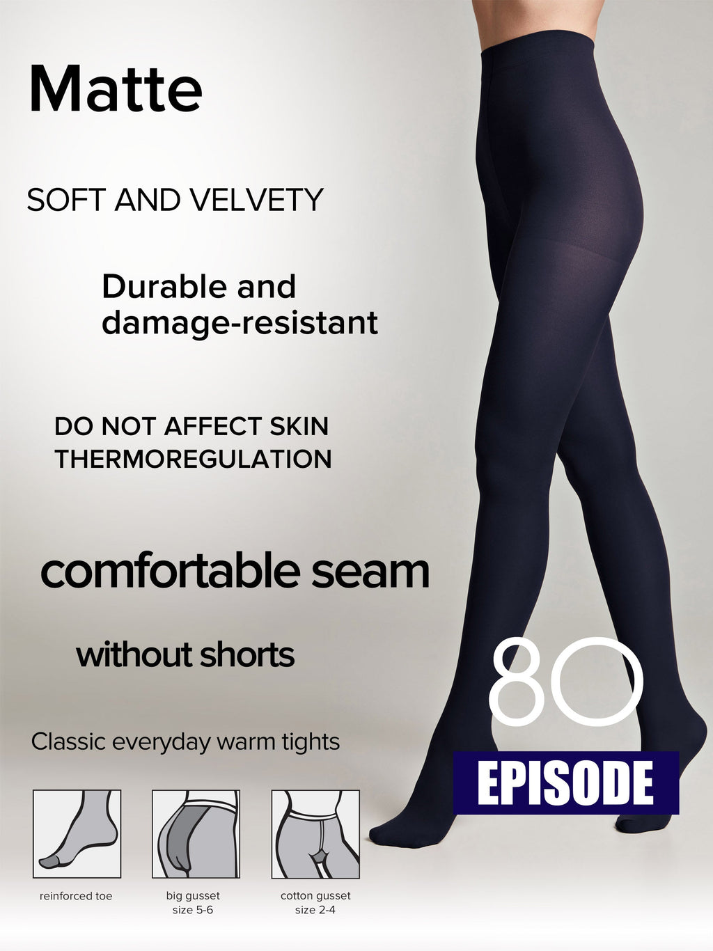 TheRanok.com Tights Conte Episode 80 Den - Microfibra Matte Opaque — comparison shot