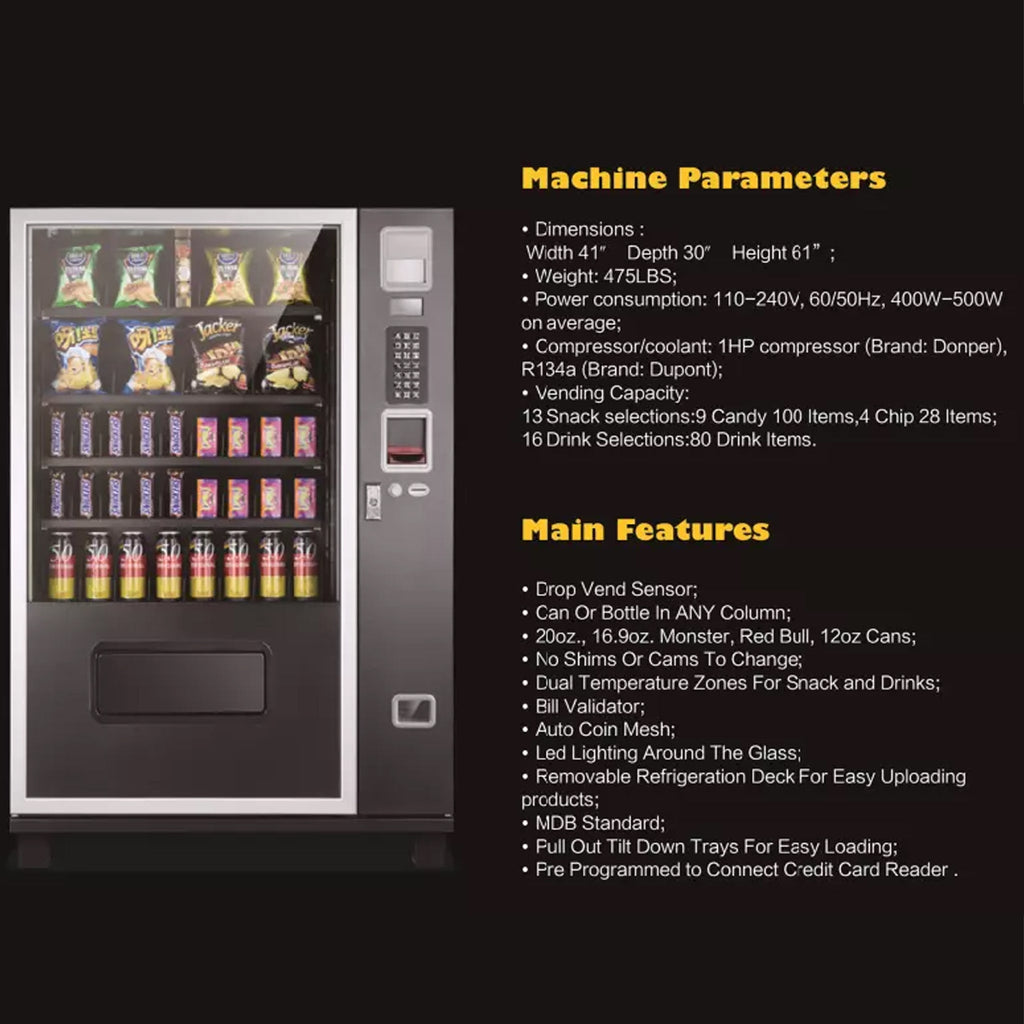 Epx 5FT Snacks And Drinks Combo Vending Machine With Dual Zone Refrigeration And Bill Acceptor [G432] (SAK76984) – SAKSBY WHO