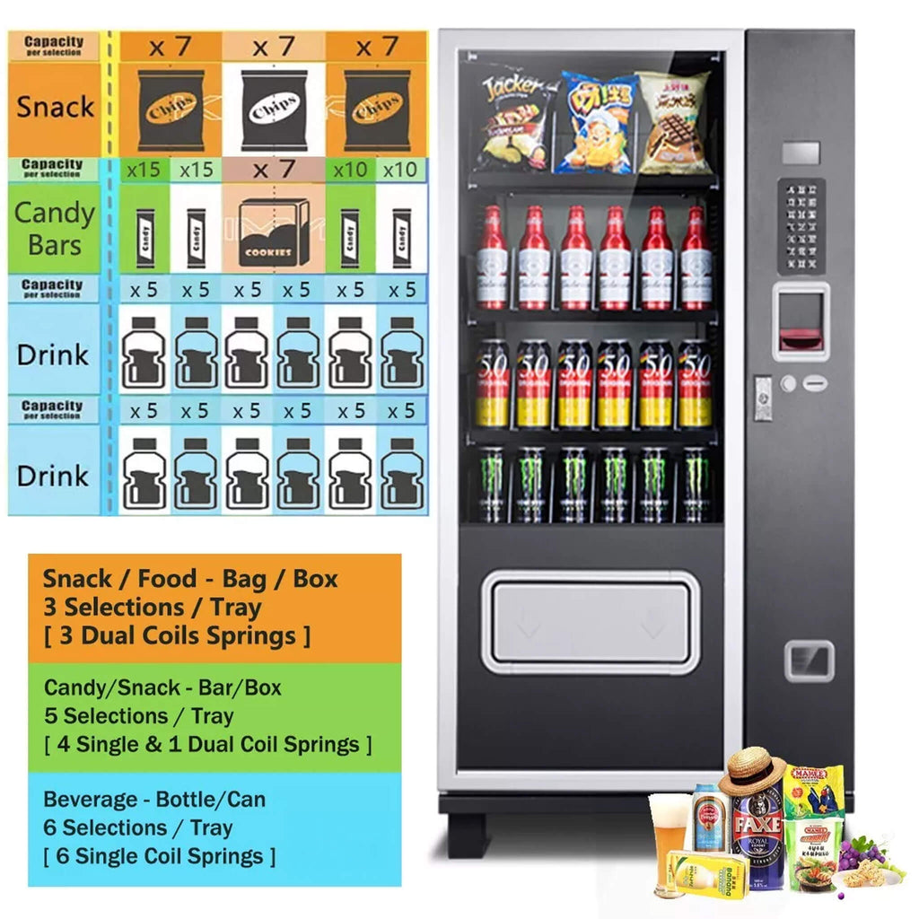 Epx 5FT Snacks And Drinks Combo Vending Machine With Refrigeration And Bill Acceptor [G424] (SAK51689) – SAKSBY WHOLESALE, vi