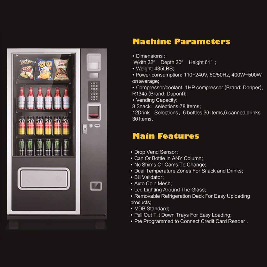Epx 5FT Snacks And Drinks Combo Vending Machine With Refrigeration And Bill Acceptor [G424] (SAK51689) – SAKSBY WHOLESALE, vi