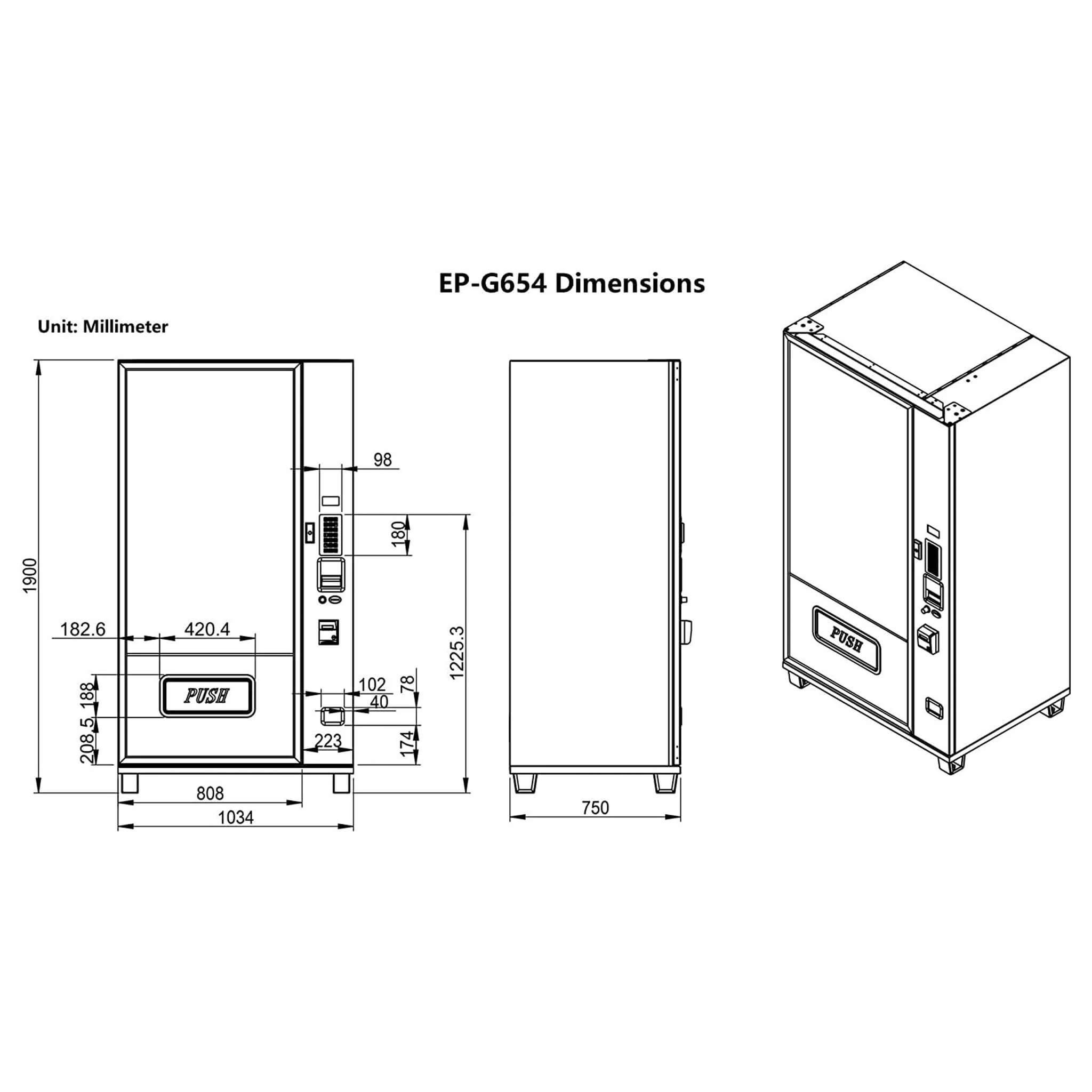 Epx Large 6FT Snacks And Drinks Combo Vending Machine With Dual Zone Refrigeration And Bill Acceptor [EP-G654] (SAK47539) – S