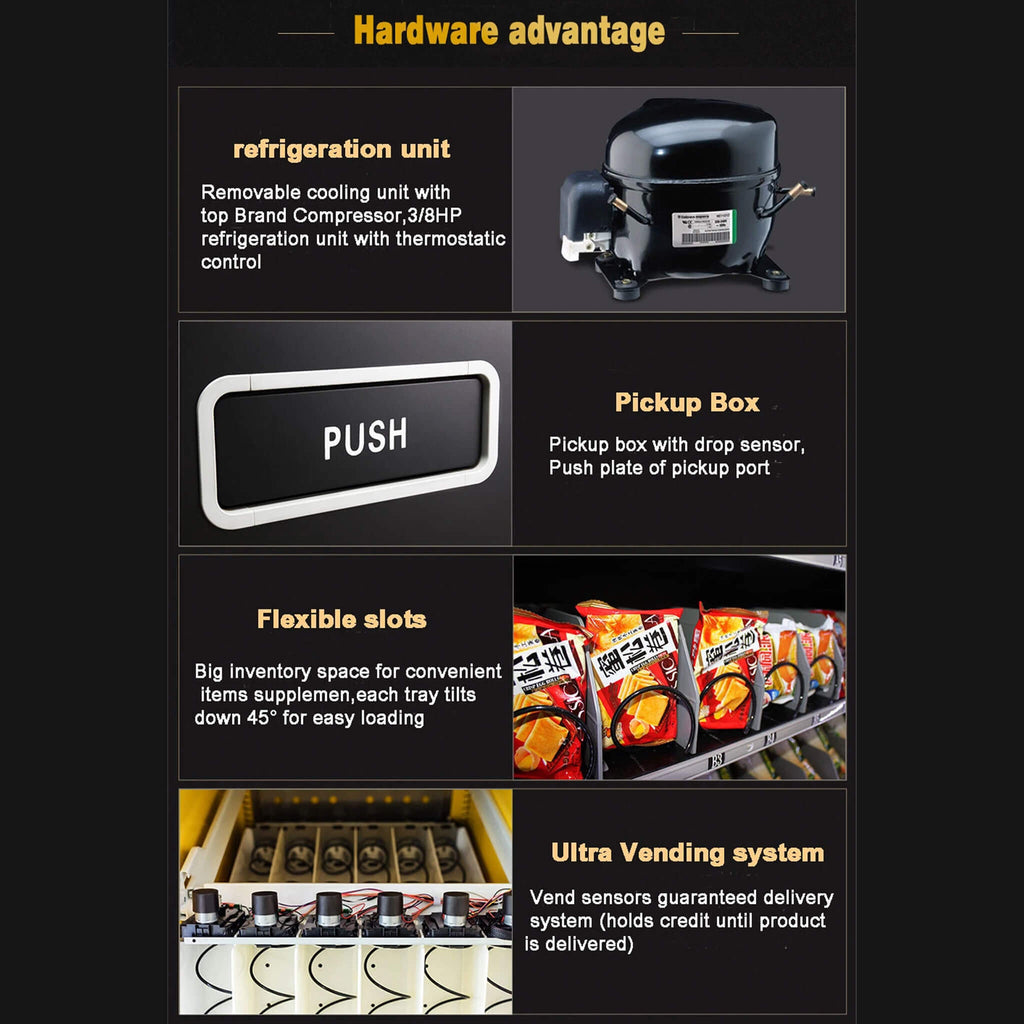 Epx Extra Large 6FT Snacks And Drinks Combo Vending Machine With Dual Zone Refrigeration And Bill Acceptor [EP-G660] (SAK1296