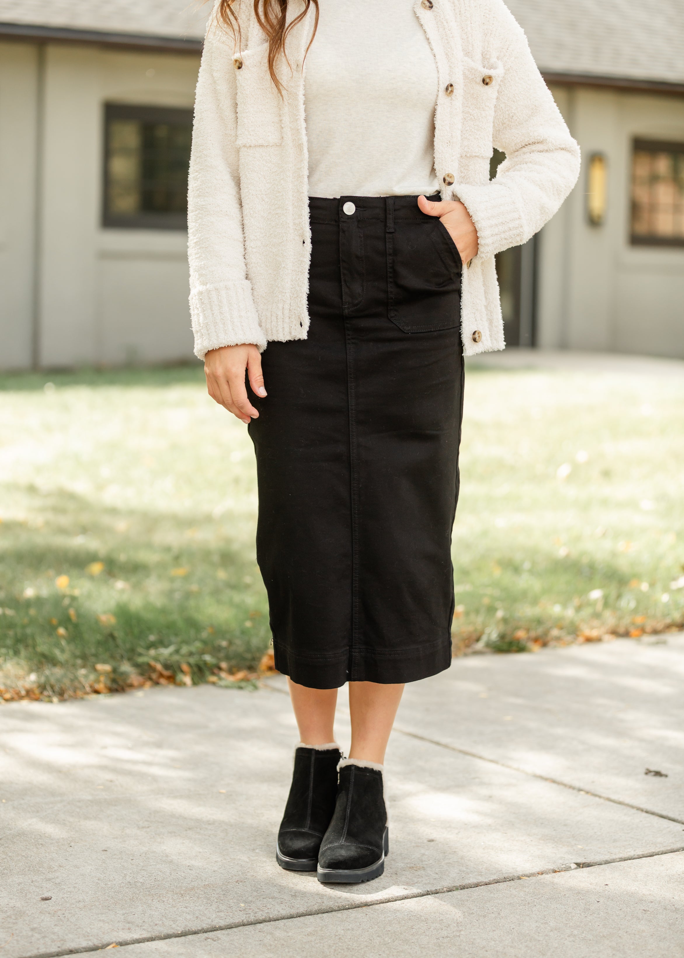 Inherit Co. Erica Cotton Twill Midi Skirt - FINAL SALE — color detail