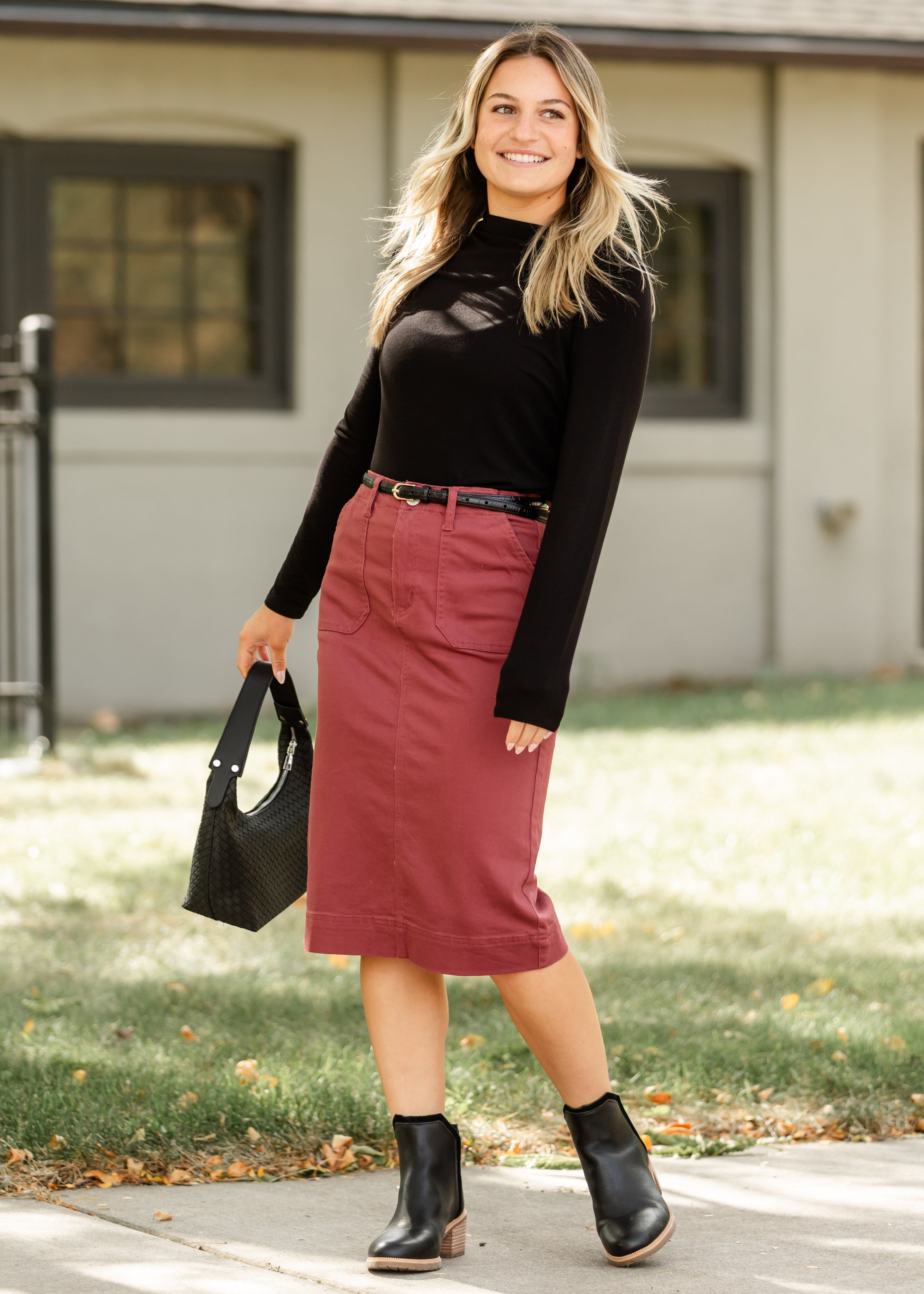 Inherit Co. Erica Cotton Twill Midi Skirt - FINAL SALE — back view