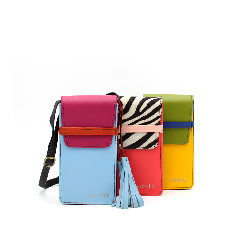 WONENA Soruka Erin Print · Leather Phone bag — construction detail