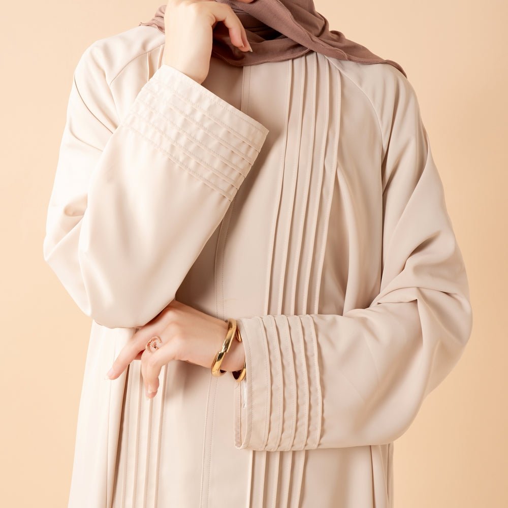 Mariam's Collection Serene Pleated Georgette Abaya Loose Full-Length Modest Style (MA254) — detail close-up