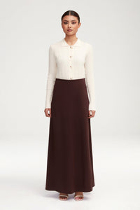 Essential Jersey A-Line Maxi Skirt - Dark Brown Clothing Veiled 