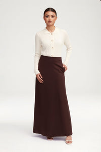 Essential Jersey A-Line Maxi Skirt - Dark Brown Clothing Veiled 