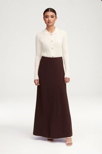 Essential Jersey A-Line Maxi Skirt - Dark Brown Clothing Veiled 