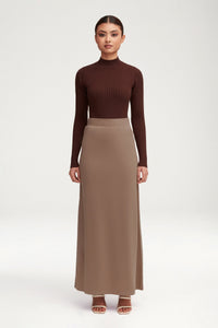 Essential Jersey Maxi Skirt - Taupe Clothing Veiled 