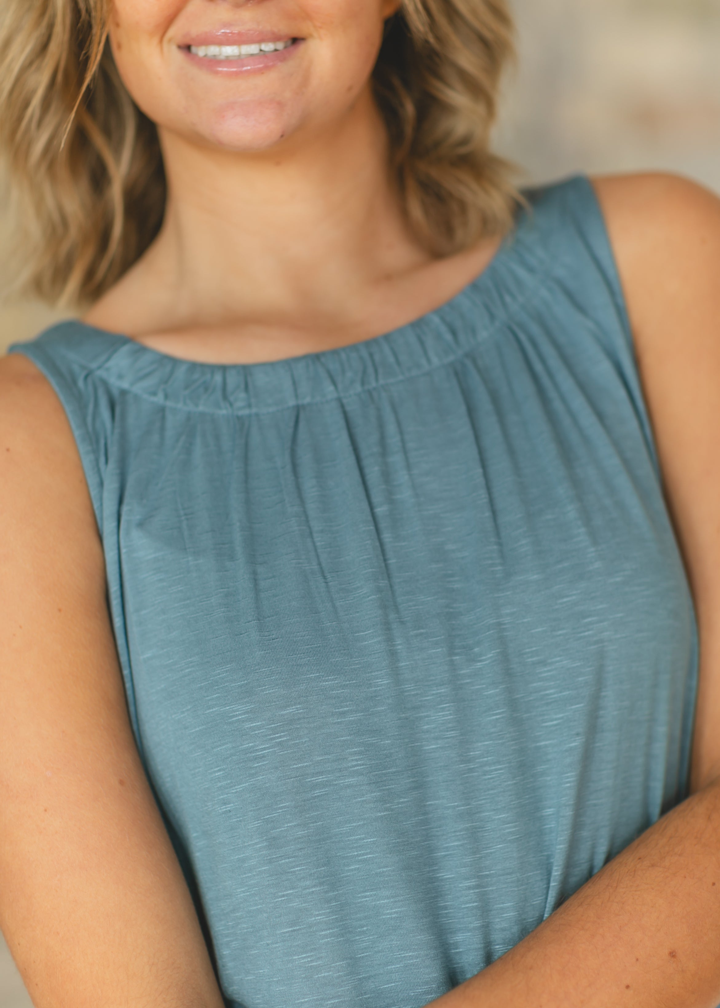 Inherit Co. Essential Pleated Neck Layering Tank - FINAL SALE — in-use photo