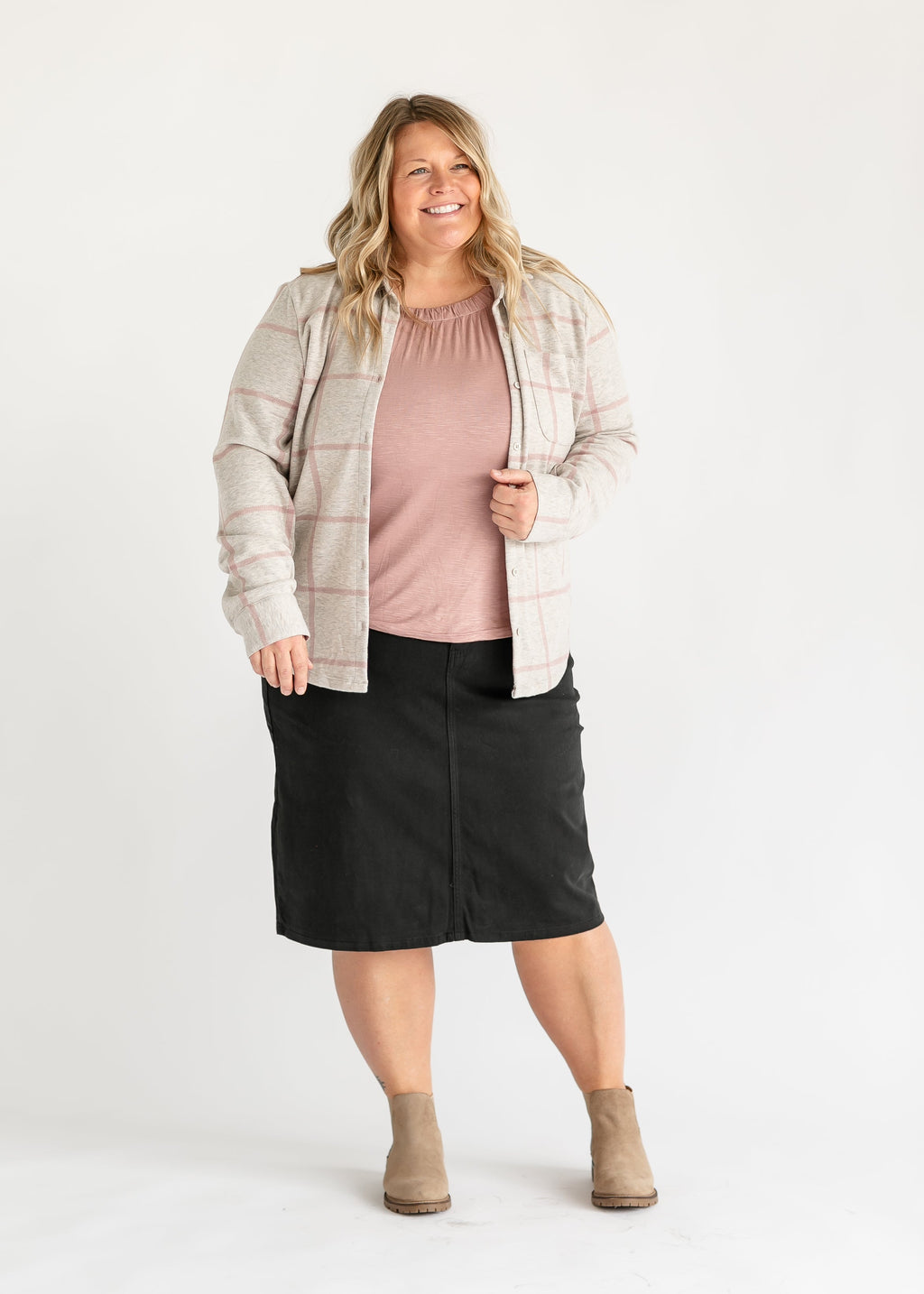 Inherit Co. Essential Pleated Neck Layering Tank - FINAL SALE — product on model