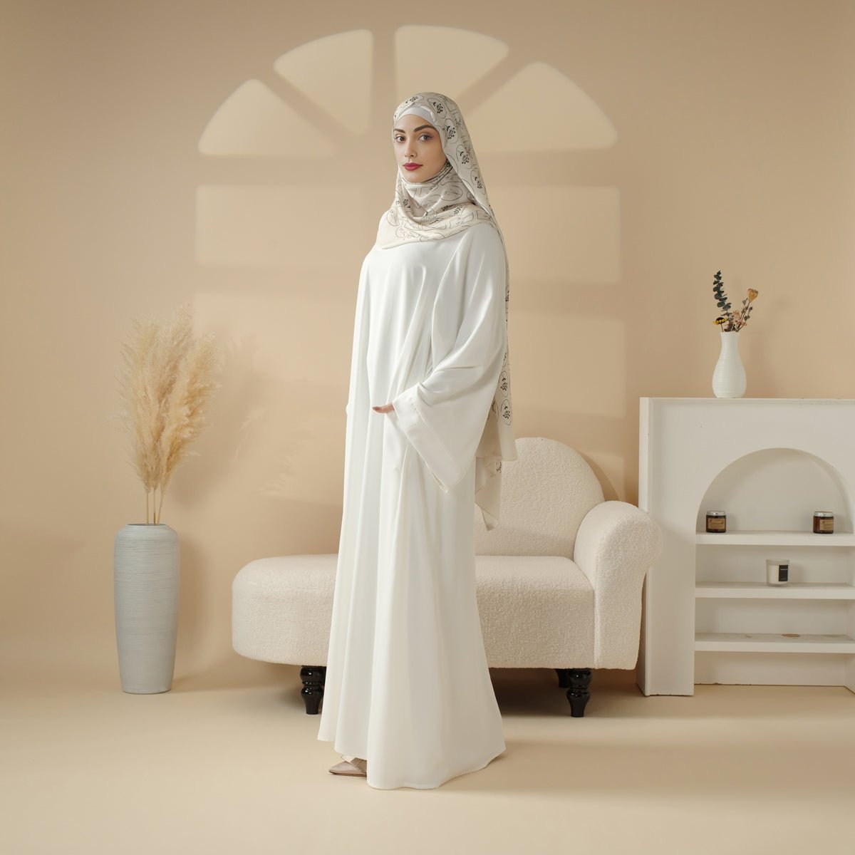 Mariam's Collection Essential Premium Loose Fit Abaya 2-Piece Set with Versatile Pockets (MA120) — flat-lay composition