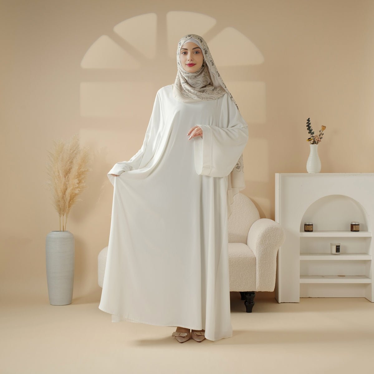Mariam's Collection Essential Premium Loose Fit Abaya 2-Piece Set with Versatile Pockets (MA120) — product on model