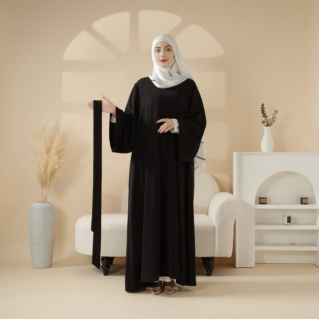 Mariam's Collection Essential Premium Loose Fit Abaya 2-Piece Set with Versatile Pockets (MA120) — Mariam's Collection branding close-up