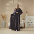 Mariam's Collection Essential Premium Versatile Pockets Umbrella Cut Abaya (MA113) — flat-lay composition