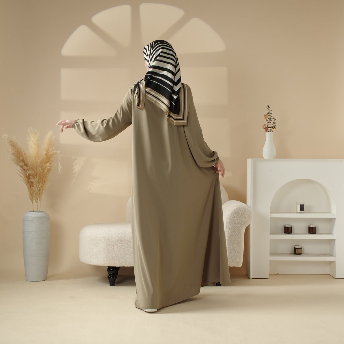 Mariam's Collection Essential Premium Versatile Pockets Umbrella Cut Abaya (MA113) — lifestyle worn / used context