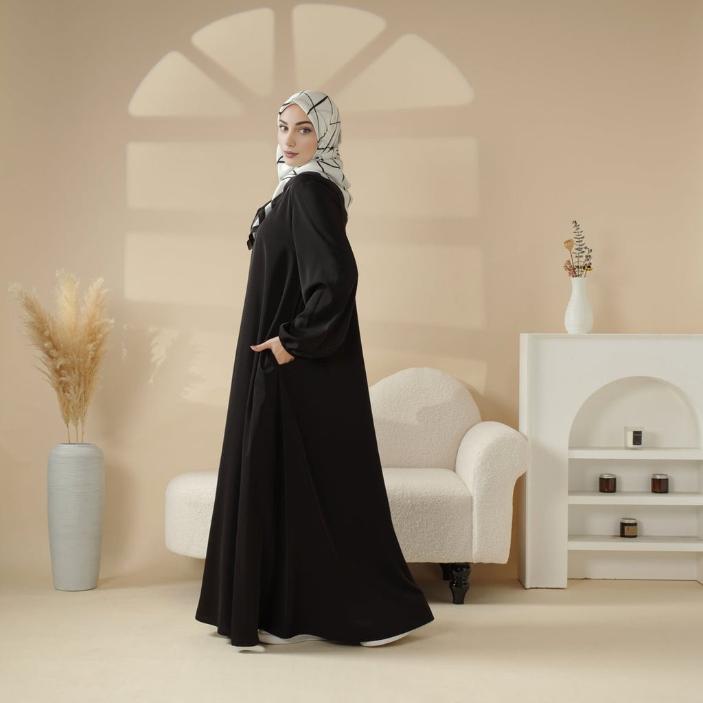 Mariam's Collection Essential Premium Versatile Pockets Umbrella Cut Abaya (MA113) — lifestyle context