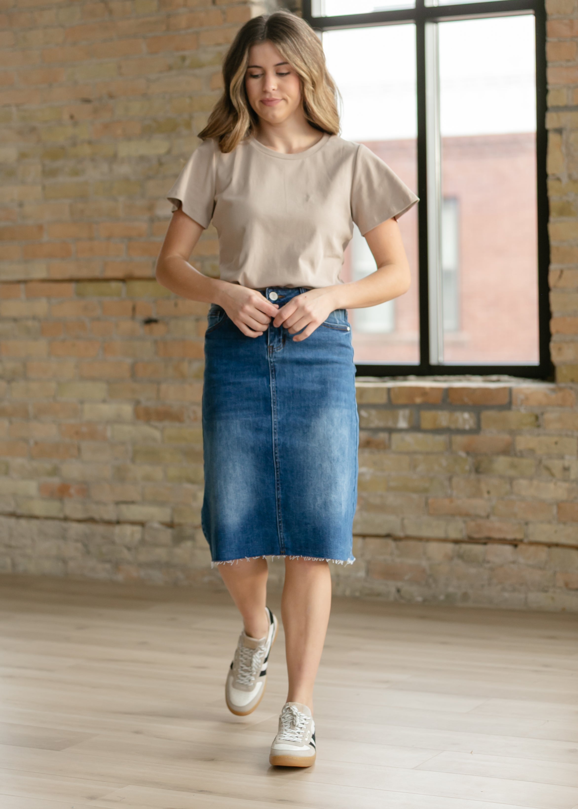 Inherit Co. Essential Sand Flutter Sleeve Top — lifestyle context
