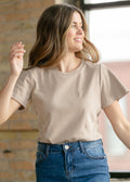 Inherit Co. Essential Sand Flutter Sleeve Top — main product shot