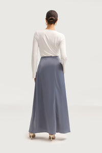 Essential Satin Maxi Skirt - Winter Blue Bottoms Veiled 