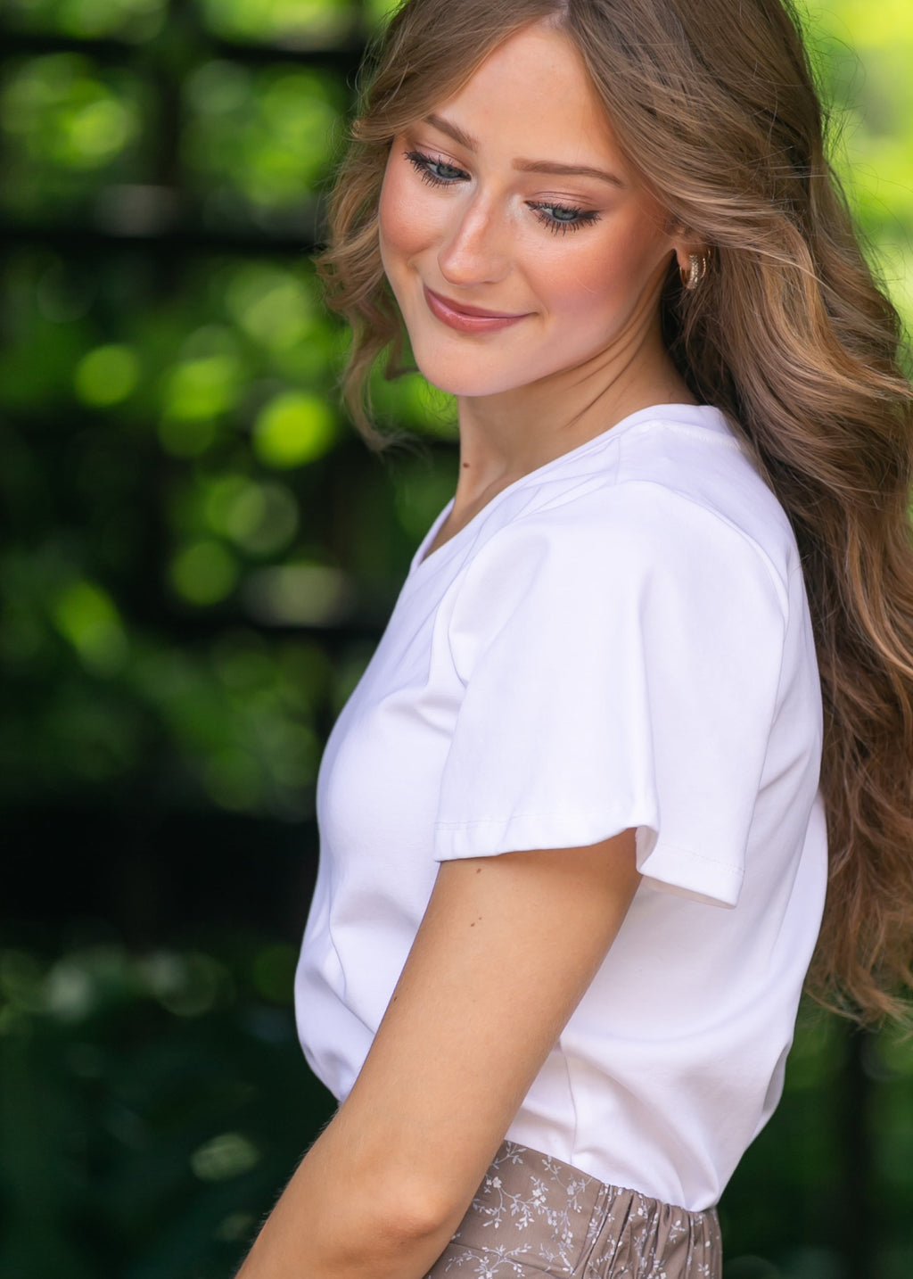 Inherit Co. Essential V-neck Flutter Sleeve Top — side view