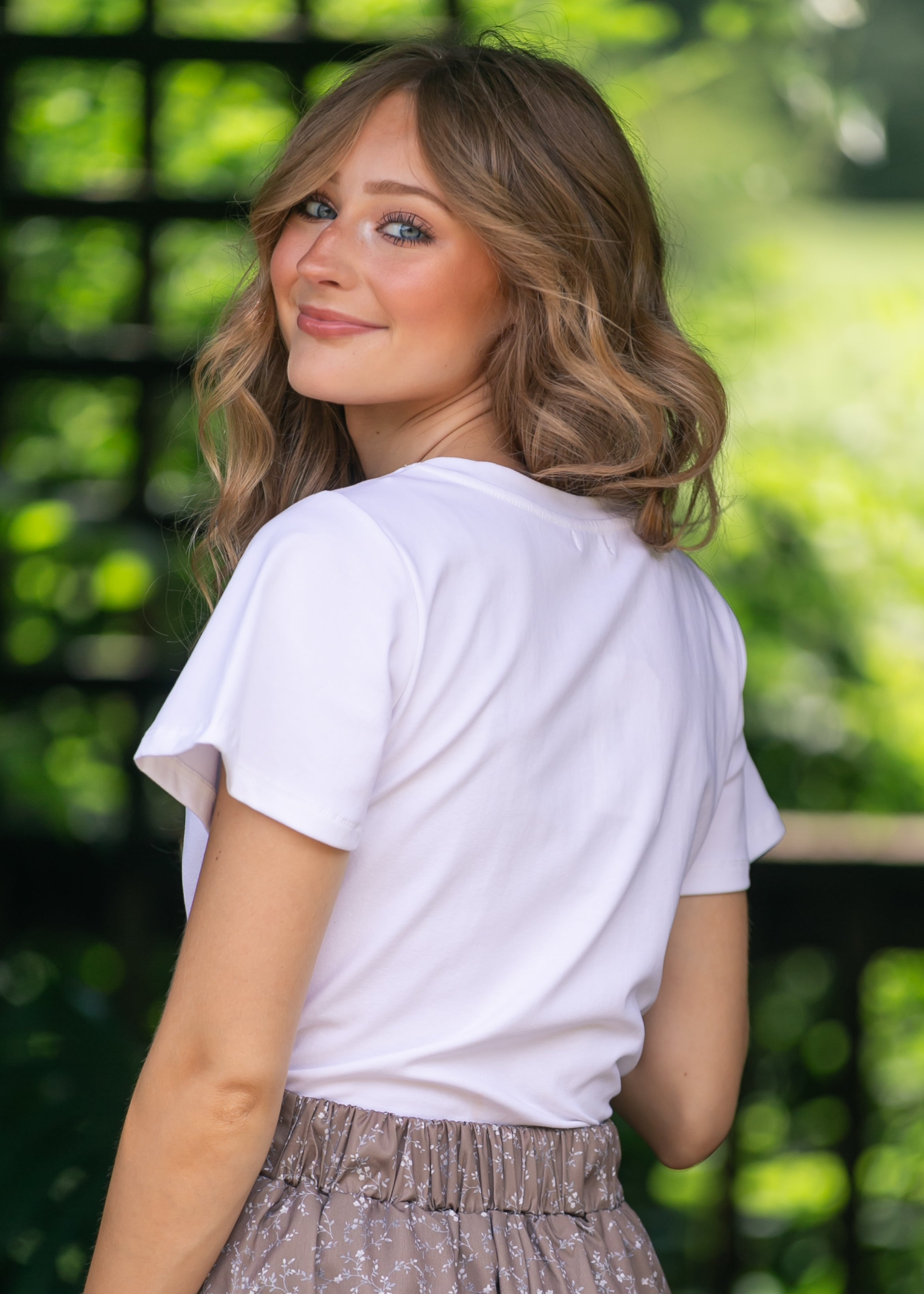 Inherit Co. Essential V-neck Flutter Sleeve Top — lifestyle context