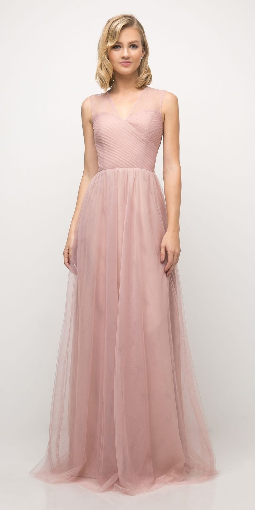 Ladivine ET320 Illusion V-Neck and Back Long Formal Dress Sleeveless