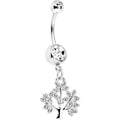BodyCandy Clear Gem Steel Tree of Life Dangle Belly Ring — main product shot