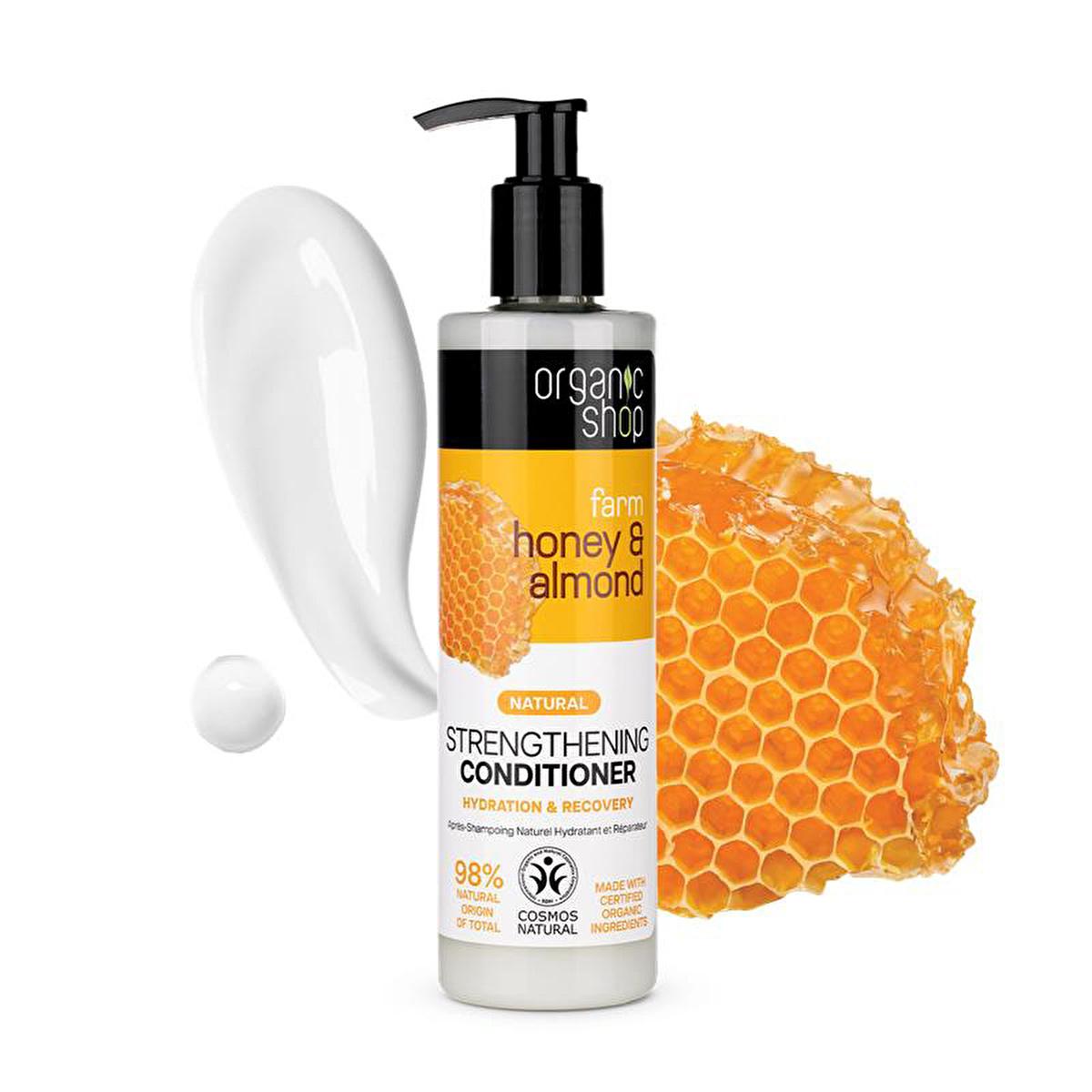 Organic Shop Honey & Almond Strengthening Hair Conditioner - Deeply Moisturizes, Repairs Damage, Natural Hair Care - 9.47 fl oz