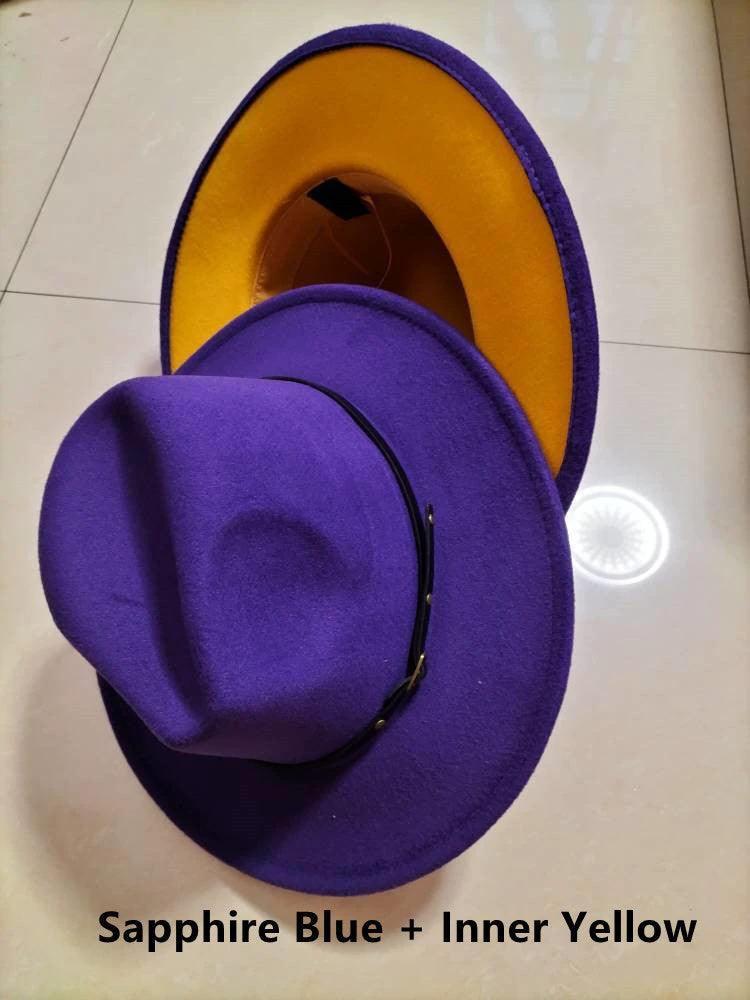 Stylish Fedora Hat - Trendy Color-Blocked Wool Design for a Chic Look