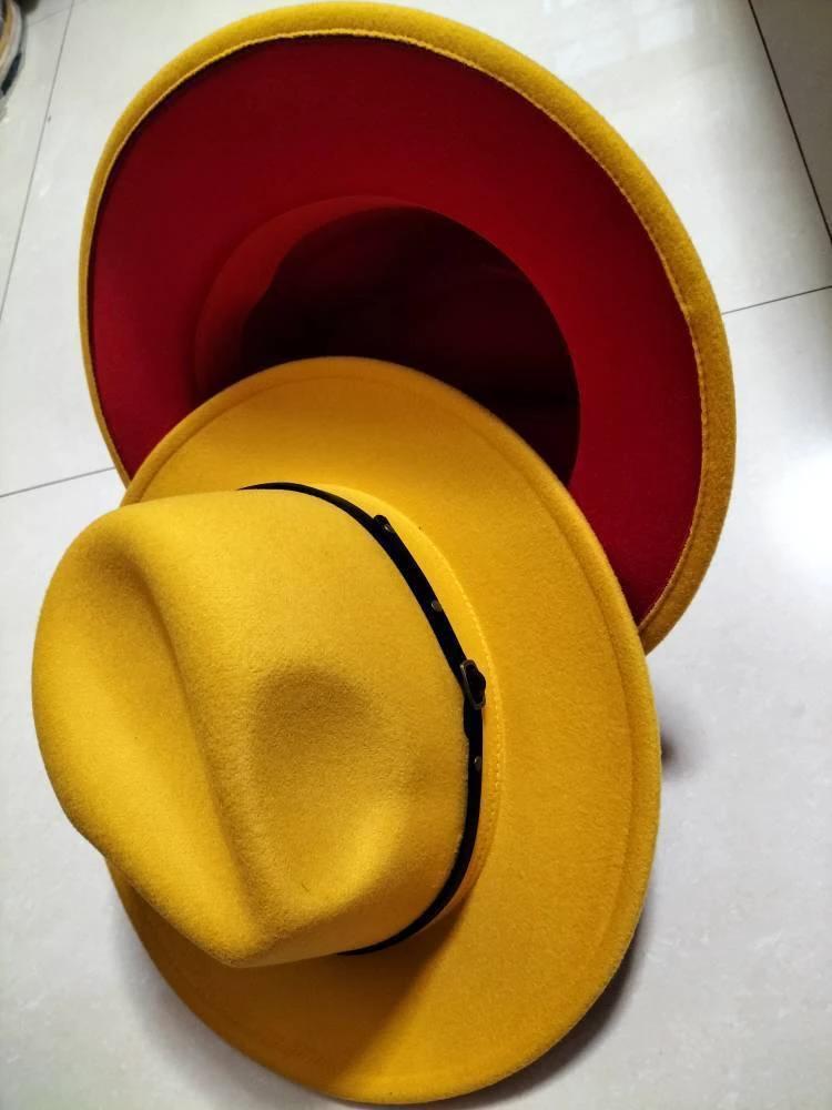Stylish Fedora Hat - Trendy Color-Blocked Wool Design for a Chic Look