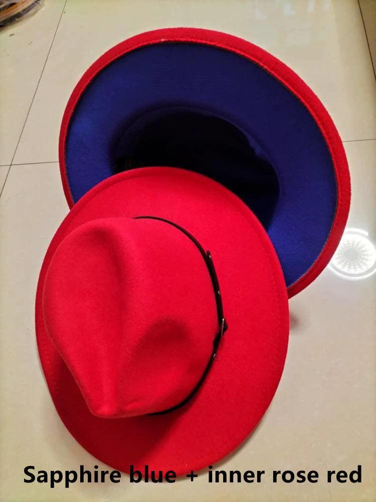 Stylish Fedora Hat - Trendy Color-Blocked Wool Design for a Chic Look