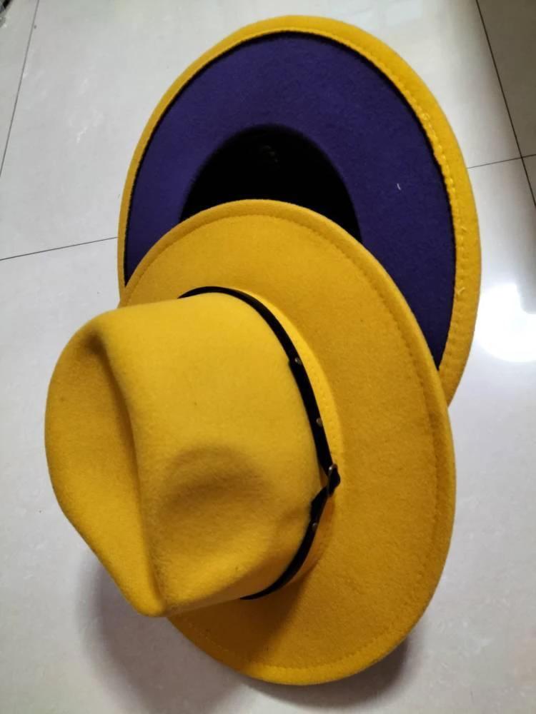 Stylish Fedora Hat - Trendy Color-Blocked Wool Design for a Chic Look