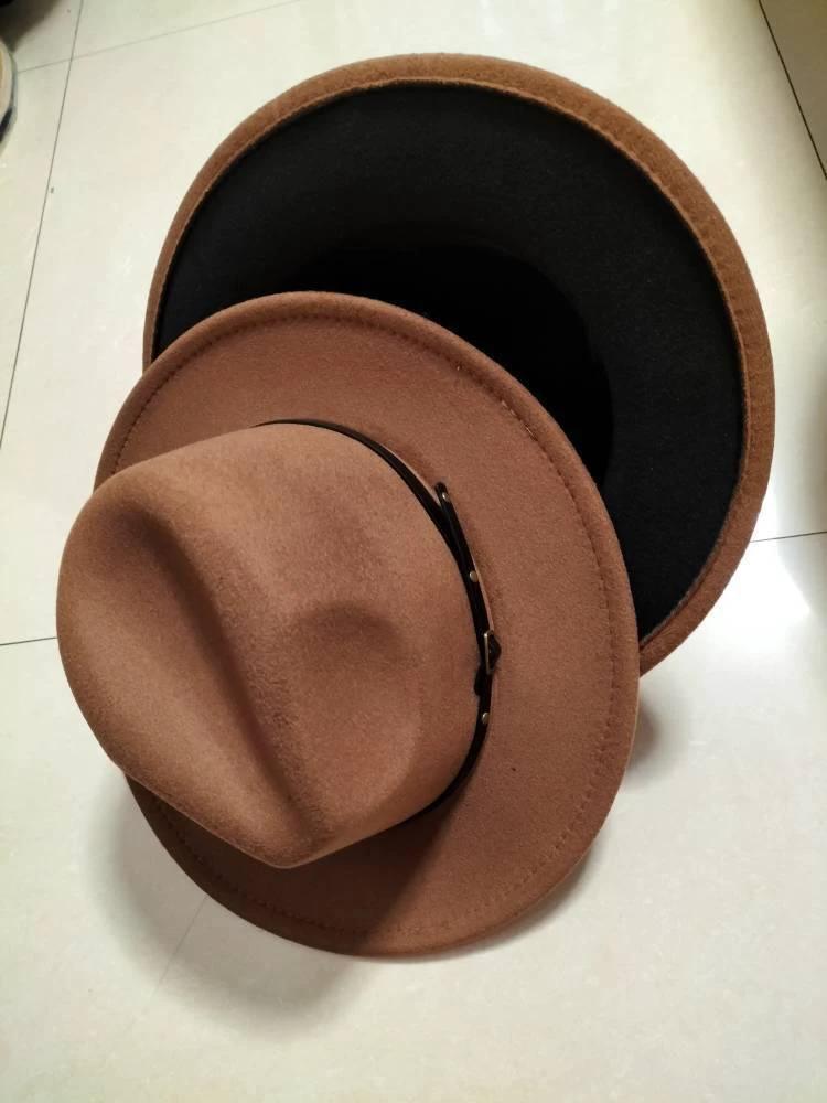 Stylish Fedora Hat - Trendy Color-Blocked Wool Design for a Chic Look
