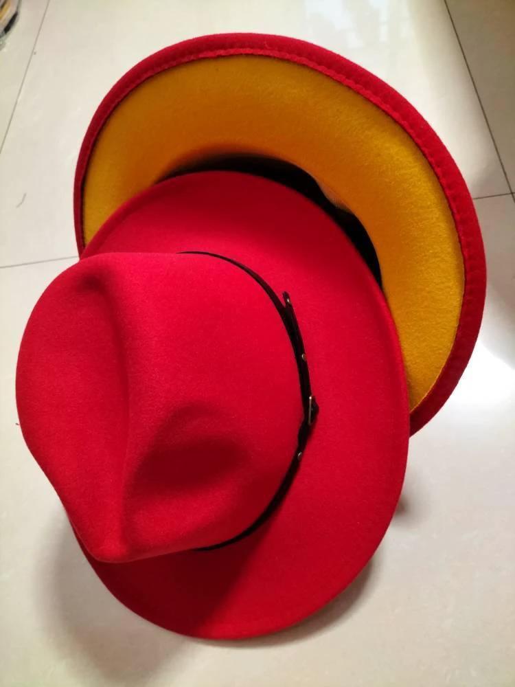 Stylish Fedora Hat - Trendy Color-Blocked Wool Design for a Chic Look