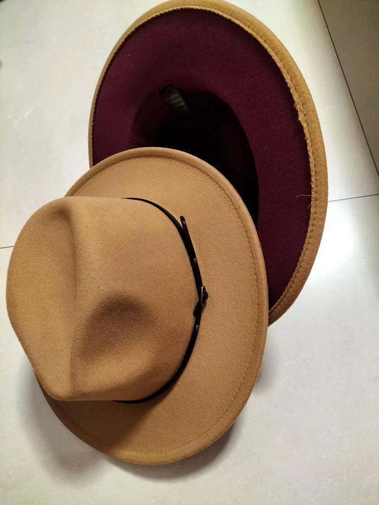 Stylish Fedora Hat - Trendy Color-Blocked Wool Design for a Chic Look