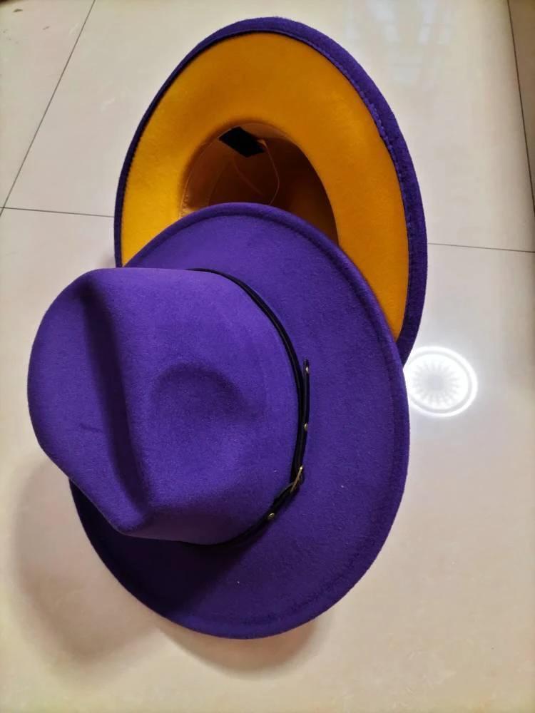 Stylish Fedora Hat - Trendy Color-Blocked Wool Design for a Chic Look