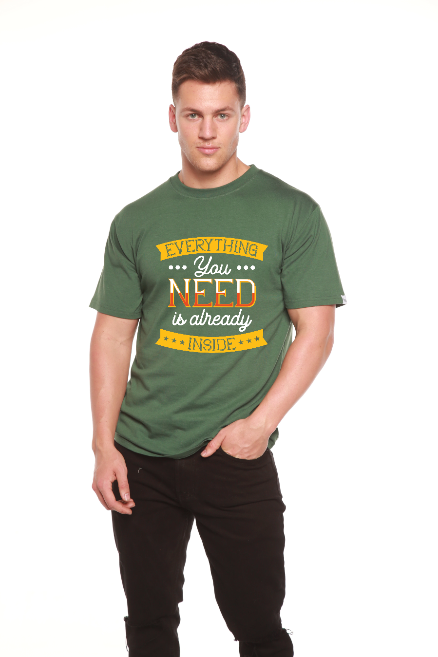 Spun Bamboo Everything you need Men's Bamboo Viscose/Organic Cotton Short Sleeve Graphic T-Shirt — fabric or material detail