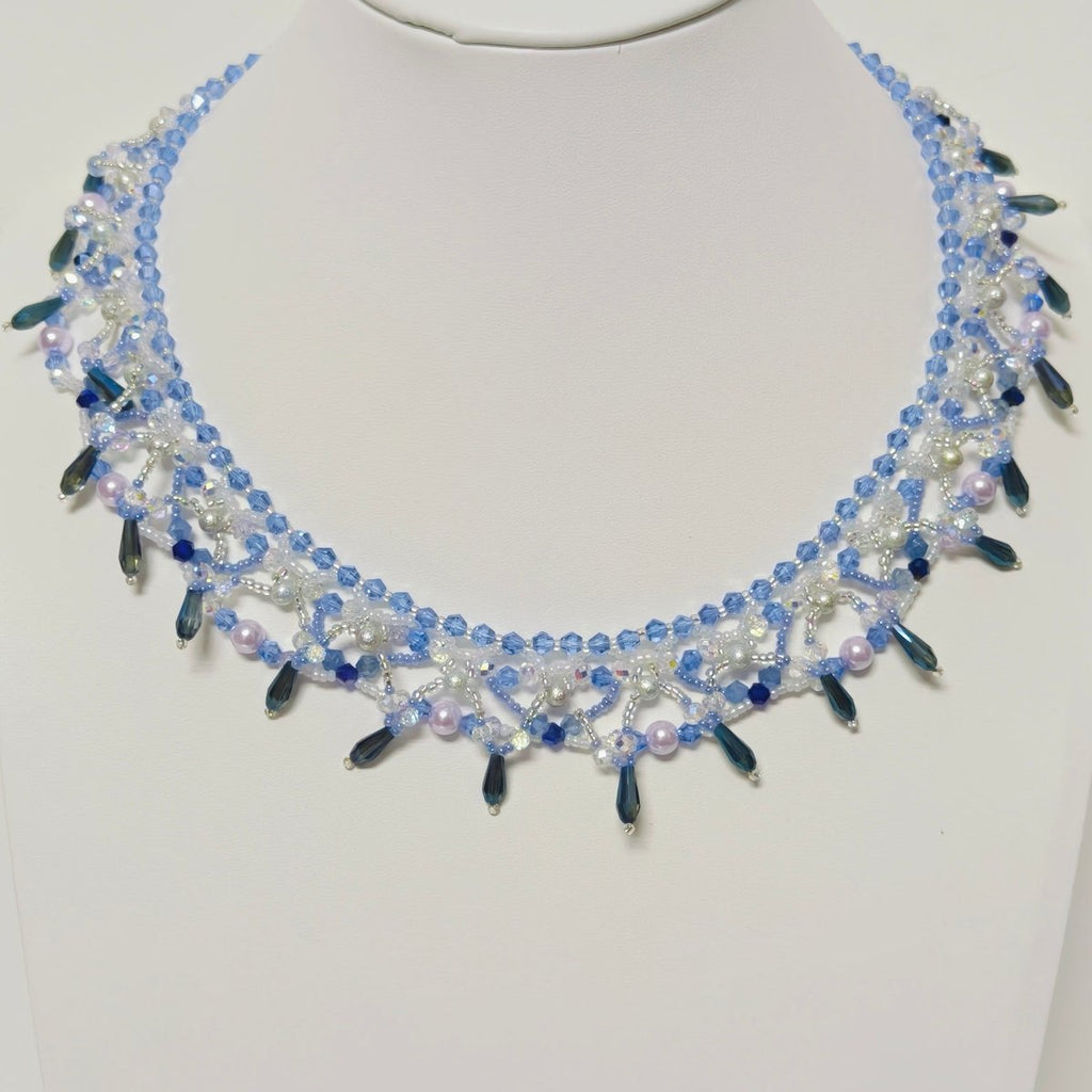 Mariam's Collection Handmade Woven Beaded Necklace | Glass Beads & Shell Pearls Choker | Intricate Seed Bead Art Necklace (MAC343) — detail shot 6