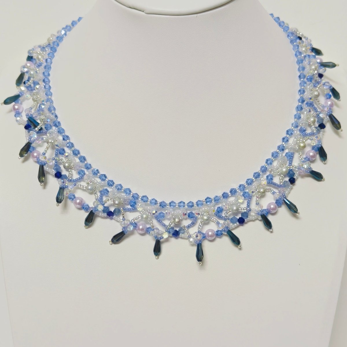 Mariam's Collection Handmade Woven Beaded Necklace | Glass Beads & Shell Pearls Choker | Intricate Seed Bead Art Necklace (MAC343) — detail shot 6